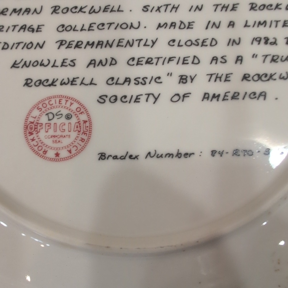 Norman Rockwell The Tycoon Collector Plate Edwin M Knowles Heritage Series 1982 - Picture 4 of 6